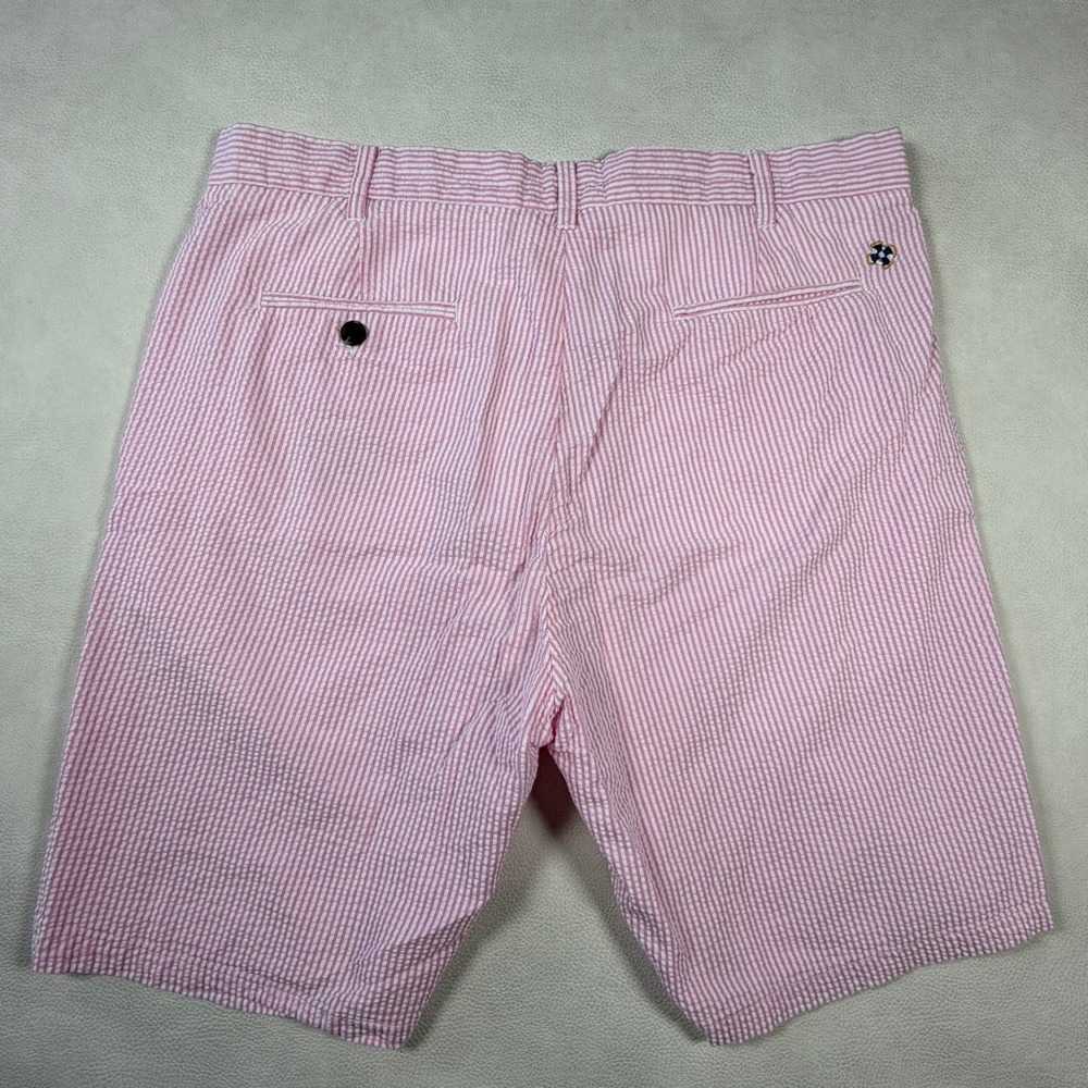 Castaway Nantucket Island Mens 34 Pink White Seersucker Striped Chino Shorts - Picture 8 of 10